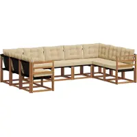 vidaXL Ensemble de canapés d'extérieur , 9 pièces, couleur naturelle et beige, en bois massif d'acacia