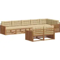 vidaXL Ensemble de canapés d'extérieur avec coussins 8 pièces Nature et Beige