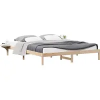 vidaXL Cadre de lit avec tables de nuit Naturel 200 x 210 cm