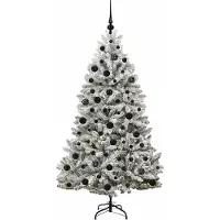 vidaXL Sapin de Noël artificiel Vert et blanc 180 cm PVC et métal