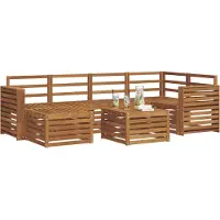 vidaXL Ensemble de salon de jardin , 7 pièces, en polyester naturel