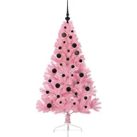 vidaXL Sapin de Noël artificiel pré-éclairé Rose 150 cm PVC