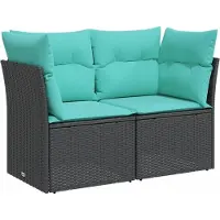vidaXL Canapé de jardin avec coussins 2 places noir poly rotin