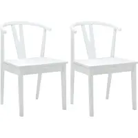 vidaXL Chaise de salle à manger 2 pcs Blanc et blanc Bois massif de caoutchouc