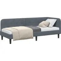 vidaXL Cadre de lit d'angle gris foncé 80 x 200 cm Velours