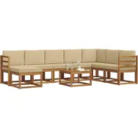 vidaXL Ensemble de canapés d'extérieur avec coussins 9 pièces Nature et Beige