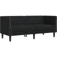 vidaXL Canapé Chesterfield 2 places noir similicuir