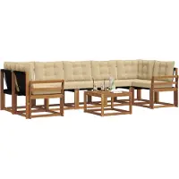 vidaXL Ensemble de canapés d'extérieur avec coussins 8 pièces Nature et Beige