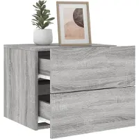 vidaXL Table De Chevet Murale Avec Lumières Led Sonoma Gris