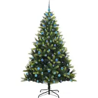 vidaXL Sapin de Noël Artificiel à Charnières 300 LEDs Vert 210 cm