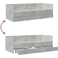 vidaXL Lit de jour avec tiroirs sans matelas gris béton 90x200 cm