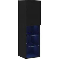 vidaXL : Ensemble de 2 meubles TV, couleur noire, imitation chêne, en panneaux de particules