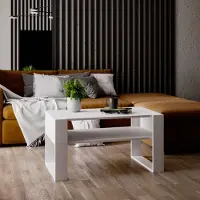 Mirabilesse Table basse - design moderne rustique - Table de salon Table d'appoint Table de salon Table de thé en bois blanc mat - Blanc mat 92x45x53,6