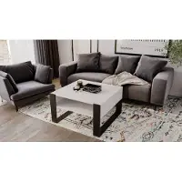 Mirabilesse Table basse - design moderne rustique table de salon table d'appoint table basse table de thé en bois blanc mat - noir mat 68x45x71,5