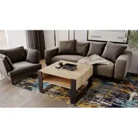 Mirabilesse Table basse - design moderne rustique - table de salon table d'appoint table basse table de thé en bois de chêne - noir mat - 68x45 x71,5