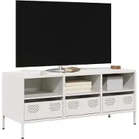 vidaXL Armoire TV blanc 101,5x39x43,5 cm Acier laminé à froid