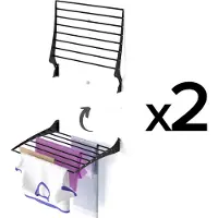 Foxydry 2 Fold 60 cm noirs – Étendoirs à linge muraux pliables, compacts et peu encombrants