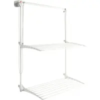 Foxydry Wall Plus 108 cm blanc – Étendoir à linge mural à deux grilles, pliable, réglable en hauteur et peu encombrant