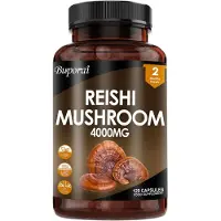 Buporai Extrait de champignon Reishi 4000mg (120 gélules) Complément alimentaire, système immunitaire, humeur, détente, réduction du stress, récupération, sommeil