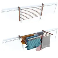 Foxydry Duo 102 cm corten – Étendoir à linge pliable pour balcon, terrasse et balustrade, en aluminium et acier