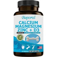 Buporai Calcium Magnésium Zinc + D3 (120 gélules) Complément alimentaire, os, articulations, dents, muscles, nerfs, système immunitaire, métabolisme