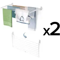 Foxydry 2 Fold Down 100 cm blancs – Étendoirs à linge muraux pliables vers le bas, modernes, en aluminium et résistants à la corrosion