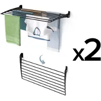 Foxydry 2 Fold Down 100 cm noirs – Étendoirs à linge muraux pliables vers le bas, peu encombrants et idéals pour l’intérieur