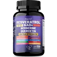 Buporai Resvératrol NAD + berbérine, quercétine (120 gélules) Complément alimentaire, anti-âge, peau, cerveau, nerfs, métabolisme, santé de la peau, énergie