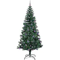 vidaXL Sapin de Noël artificiel pré-éclairé Vert 240 cm PVC et métal