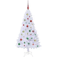 vidaXL Sapin de Noël artificiel avec 150 LED Blanc 150 cm PVC et Acier