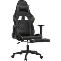 vidaXL Chaise de jeu avec massage & repose-pieds Noir & Gris Similicuir