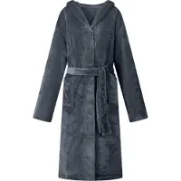 vidaXL Peignoir Avec Capuche Bleu Marine Xl Flanelle
