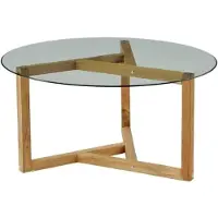 AEA Table basse Plateau de table en verre Pieds en bois Salon Meubles modernes minimalistes