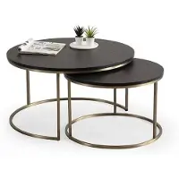 AEA Tables basses 2 parties haut et bas pieds laiton métal salon haut de gamme