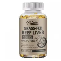 Pslalae Grass-Fed Beef Liver 4500mg (120 capsules) Complément alimentaire, système immunitaire, fer, cur, foie, santé, foie de buf