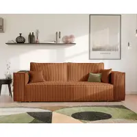 Idohome Canapé rembourré indépendant BALI Canapé avec fonction couchage et espace de rangement – Canapé-lit moderne, tissu velours côtelé orange, Poso 40 peu encombrant et durable