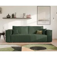 Idohome Canapé rembourré indépendant BALI Canapé avec fonction couchage et espace de rangement – Canapé-lit moderne, tissu velours côtelé vert bouteille, Poso 14 - peu encombrant - durable