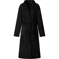 vidaXL Robe de bain sans capuche Noir s Flanelle