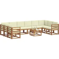 vidaXL Ensemble de canapés d'extérieur avec coussins 11 pièces Nature et Crème