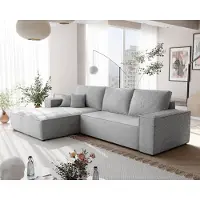 Idohome Canapé d'angle NOVA avec fonction sommeil et coffre de lit Canapé d'angle en L Salon Canapé avec coffre de lit Canapé gauche Poso 110 Gris clair