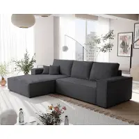 Idohome Canapé d'angle NOVA avec fonction sommeil et coffre de lit Canapé d'angle en L Salon Canapé avec coffre de lit Canapé gauche Poso 34 Gris