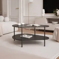 Idohome - Table basse moderne LORIEN avec piètement métallique noir - Table basse pour le salon - Motif à chevrons - Table de salon