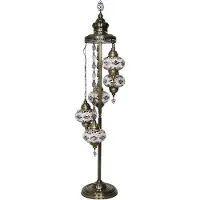 Halay Lampadaire turc fait main avec 5 boules en verre, lampe mosaïque orientale au design ondulé
