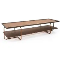 Xl Moebel Gmbh Table basse en bois marron pour salon Pieds en acier inoxydable Table de salon élégante