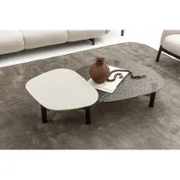 AEA Set de 2 tables basses en bois et verre marron pour un intérieur moderne