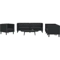 vidaXL Ensemble de 3 canapés Chesterfield Noir Similicuir