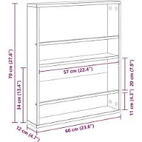 vidaXL Étagère à magazines avec étagère 2 pcs Chêne fumé 60 x 12 x 70 cm