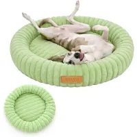 Dogeste Donut panier pour chien 90 cm rond, coussin doux et moelleux, lavable, fond antidérapant