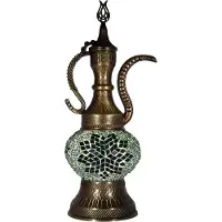 Halay Lampe de table Oosterse Mozaïek (Ibrik turc) Ø 13 cm, lampe en verre fabriquée à la main avec une lumière chaude, hauteur 38 cm