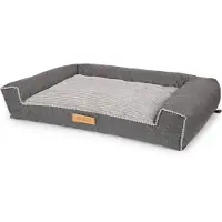 Dogeste Lit pour chien 100x65 cm taille XL en tissu kodura et velours côtelé – gris